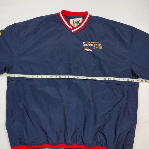 Vtg Lee Denver Broncos Super Bowl Mens Pullover Windbreaker 2XL 90s Blue/Red C4 - Picture 8 of 9
